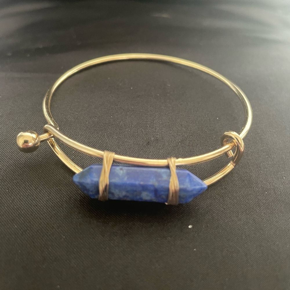 Blue lapis Lazul wrap bangle bracelet